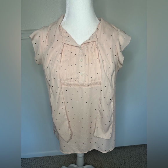 LOFT Blush Cap Sleeve Tie Front Blouse size S - Picture 5 of 9